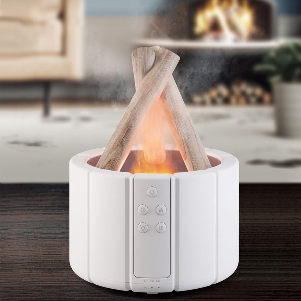 Lagerfeuer-Luftbefeuchter, 250 ml, mit Fernbedienung, Diffusor für ätherische Öle in Lagerfeuerform,