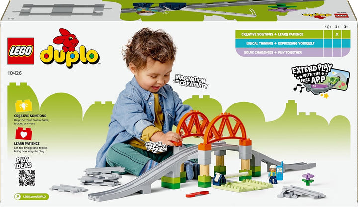 LEGO DUPLO Town Eisenbahnbrücke und Schienen – Erweiterungsset, Geschenk für Kleinkinder ab 2 Jahren