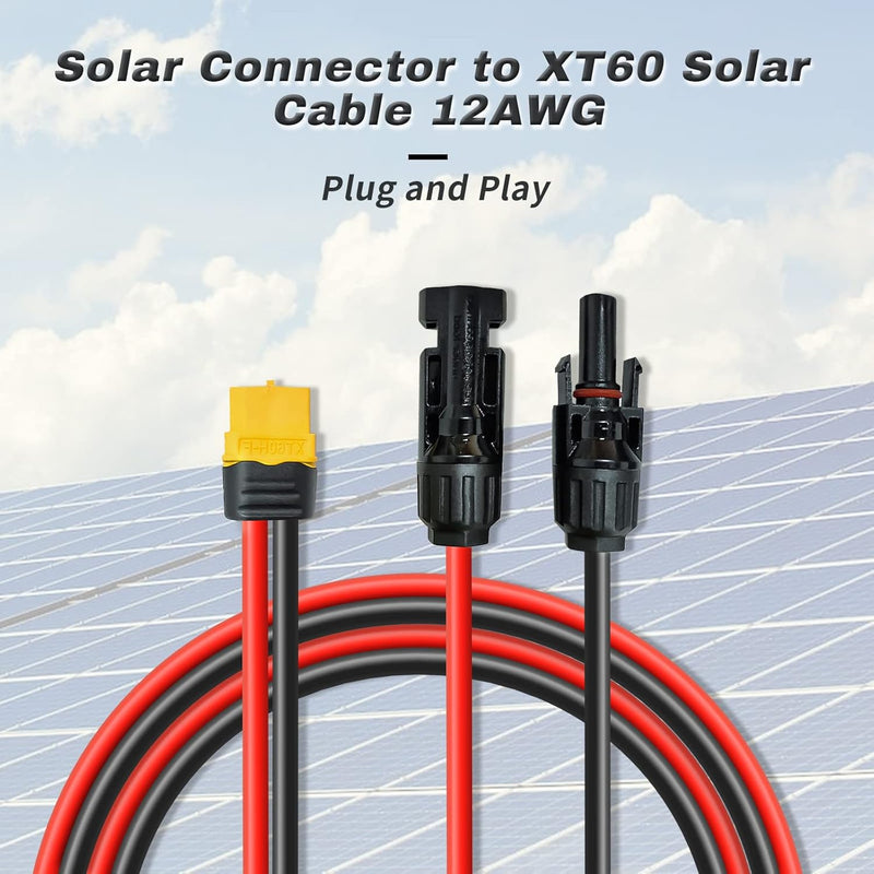 Solarladekabel Solarkabel 0.6M/3M, Solarstecker auf XT60 Stecker Solarpanel Adapter Kabel, für EF DE