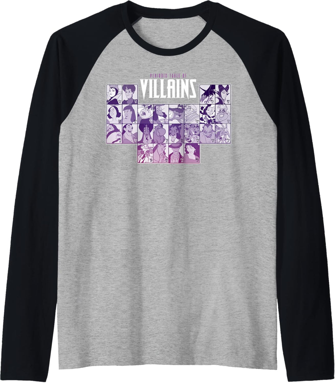 Disney Villains Periodic Table Of Villains Group Shot Raglan