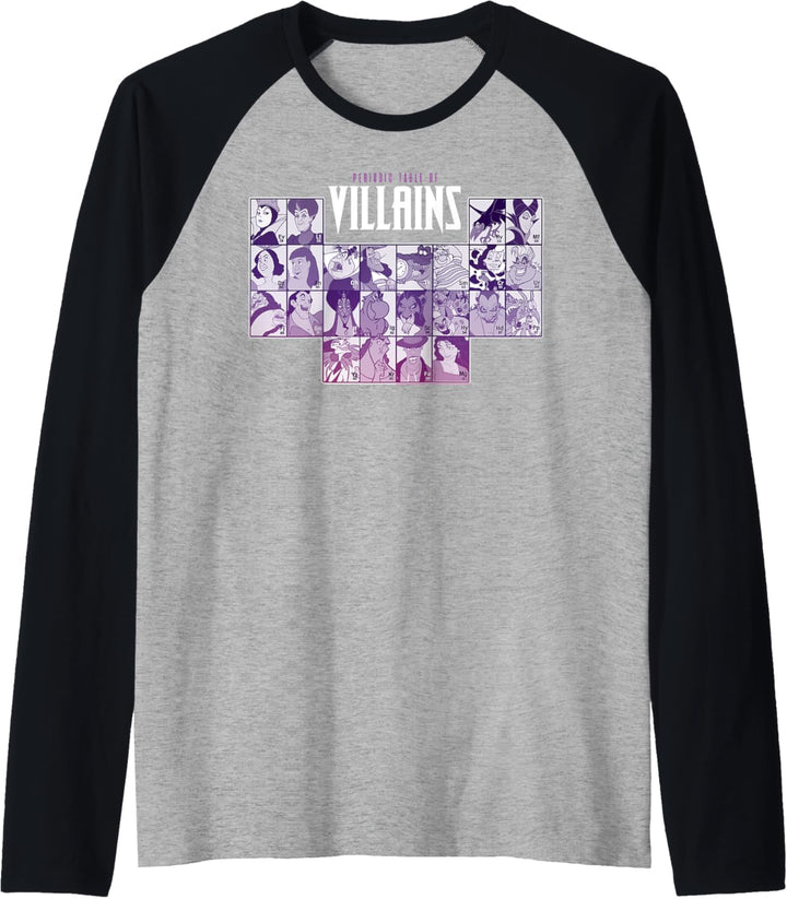 Disney Villains Periodic Table Of Villains Group Shot Raglan