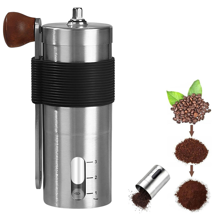 Kaffeemühle Manuell, Keramikmahlwerk Verstellbarer Mahlgradeinstellung 304 Edelstahl, Mini Hand Kaff