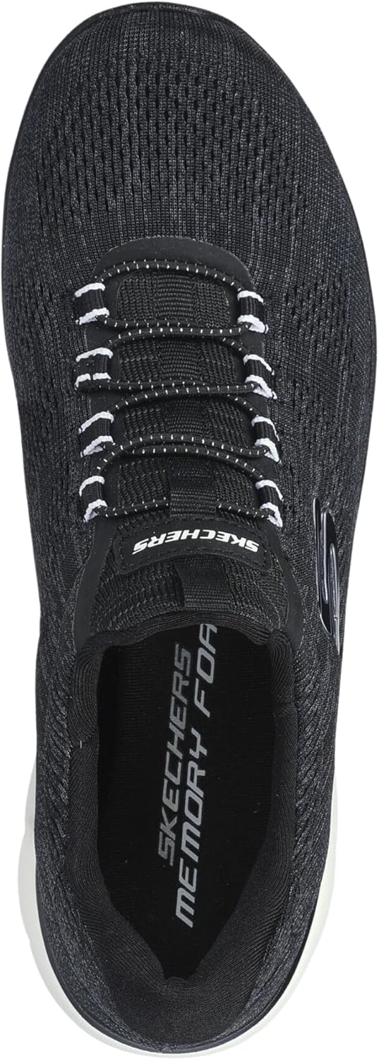 Skechers Unisex Summits Fun Flare Sneaker 35 EU Black Mesh White Trim, 35 EU Black Mesh White Trim