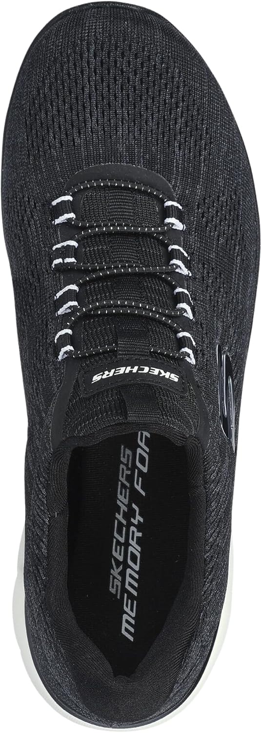 Skechers Unisex Summits Fun Flare Sneaker 35 EU Black Mesh White Trim, 35 EU Black Mesh White Trim