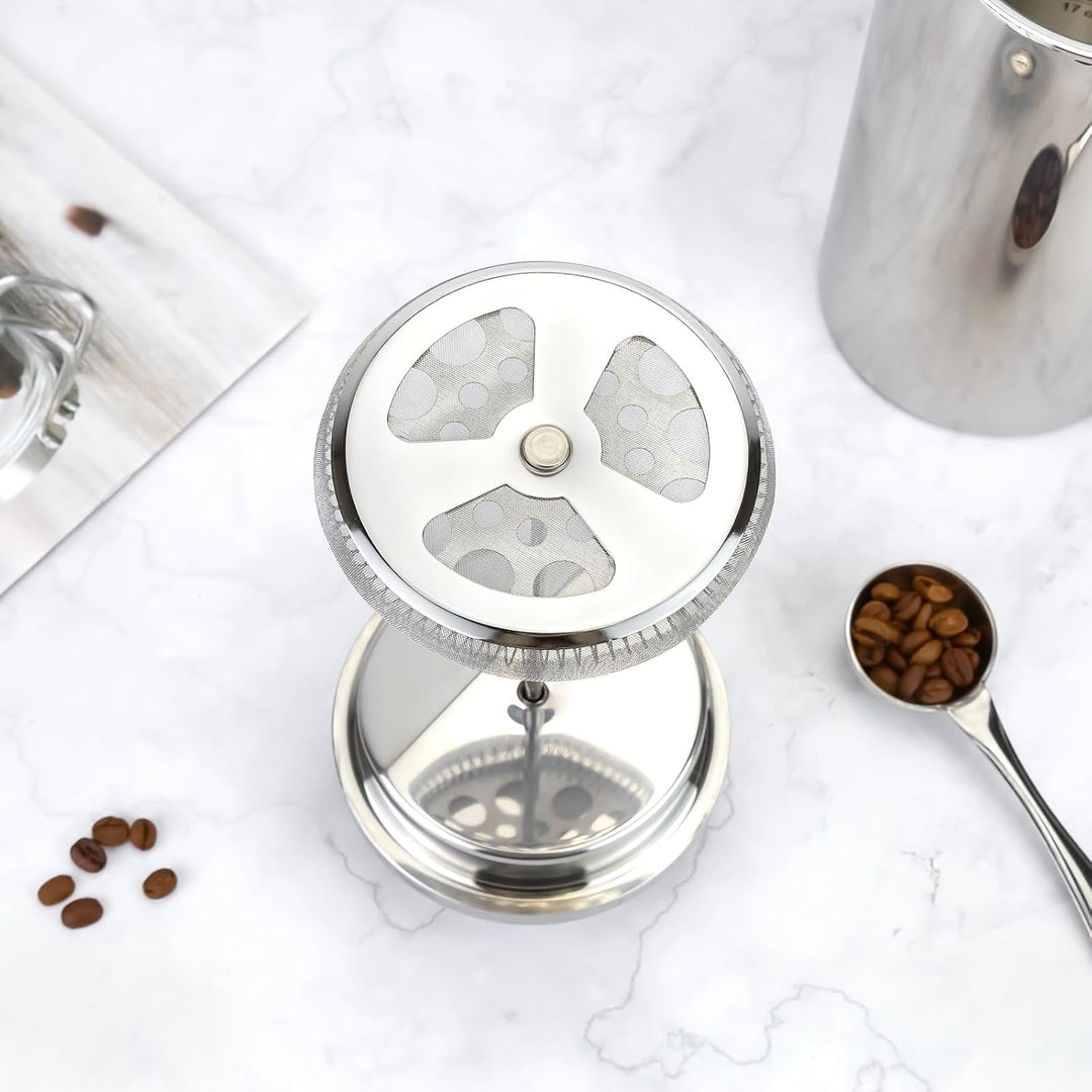 NOAH French Press doppelwandig mit ergonomischem Griff I Edelstahl Kaffeebereiter I French Press für