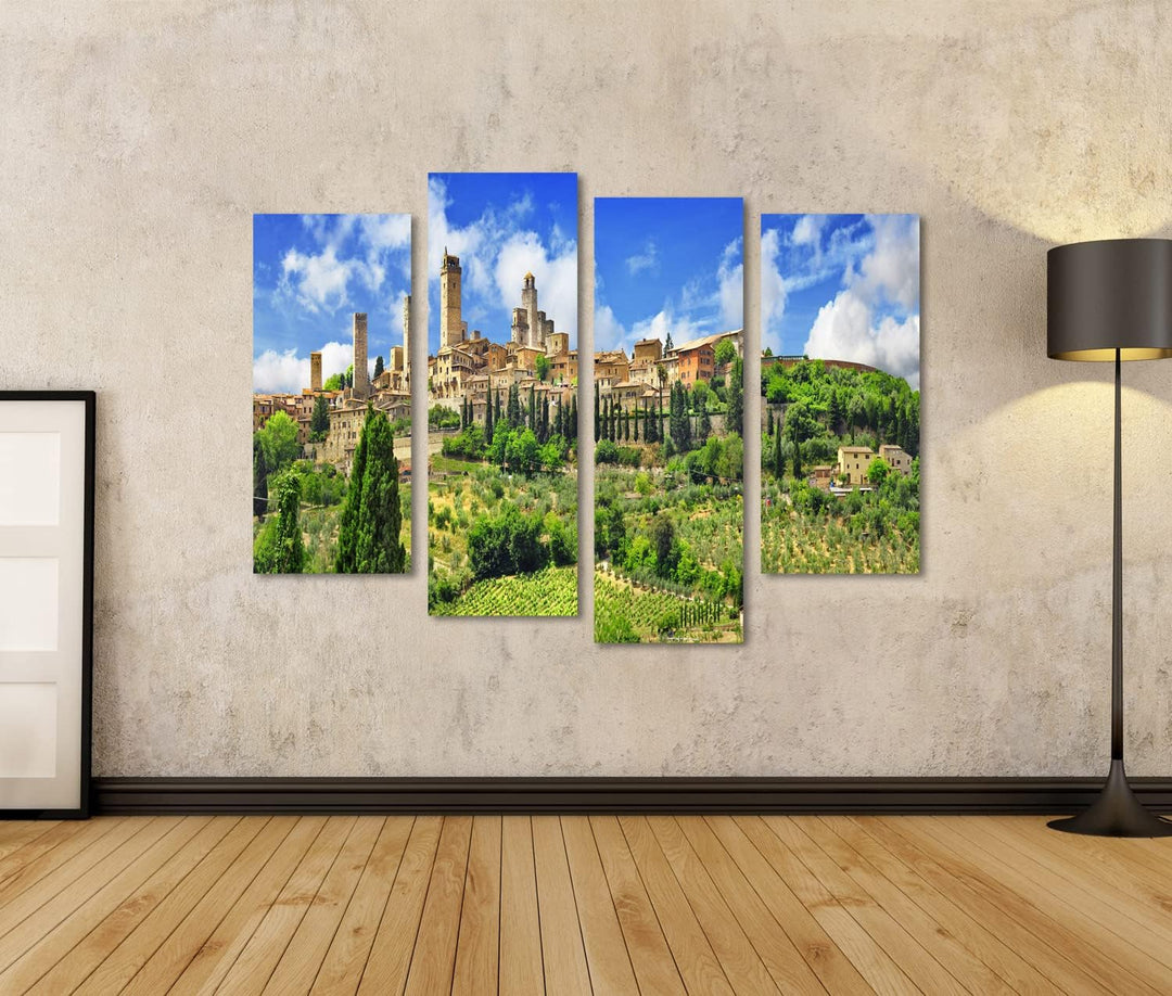 islandburner Bild auf Leinwand Panorama Gimignano Toskana Italien Bilder Wandbilder Poster Leinwand