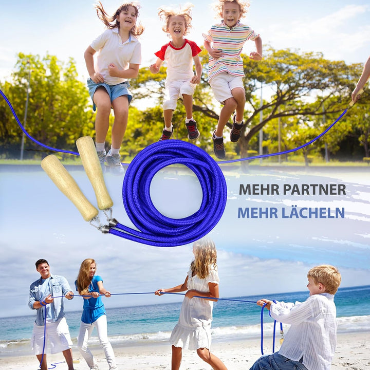 LeapBeast Lange Springseil, Mehrspieler-Seil, Springseil mit Holzgriff für Schule, Sport, Outdoor-Ak