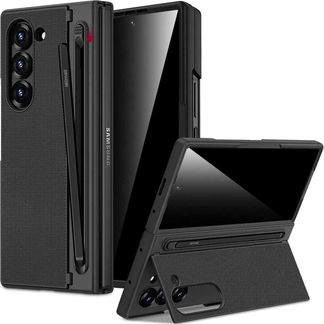 Miimall Kompatibel mit Samsung Galaxy Z Fold 5 Hülle mit S-Pen & Stifthalter, [Anti-SPY Displayschut