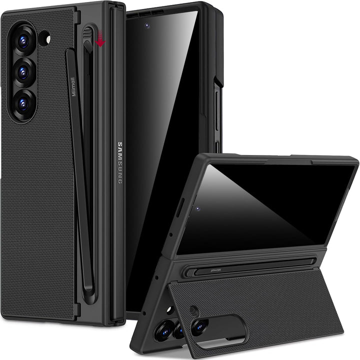 Miimall Kompatibel mit Samsung Galaxy Z Fold 5 Hülle mit S-Pen & Stifthalter, [Anti-SPY Displayschut
