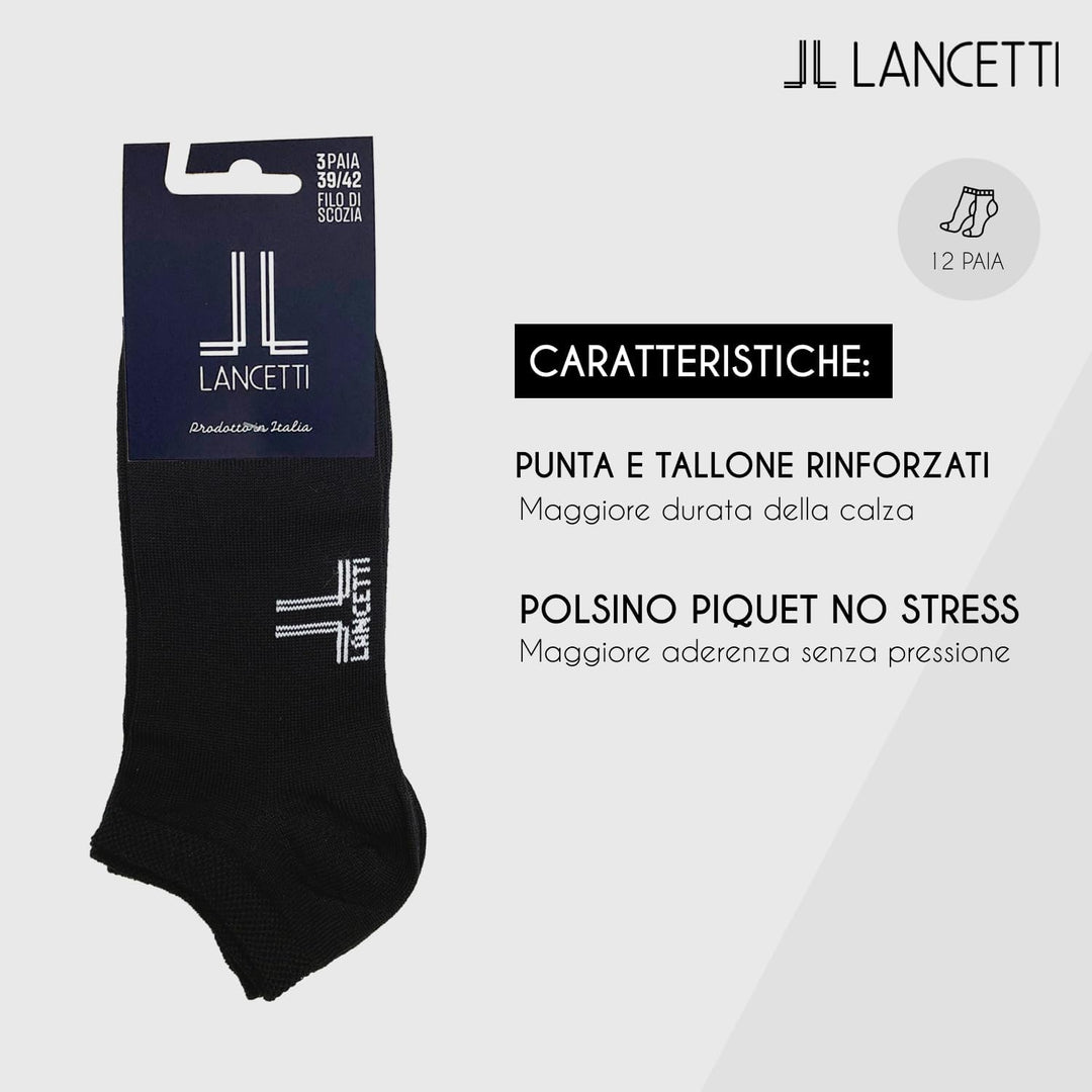 LANCETTI 6 Paar Socken Geist frisch Schottland 35-38 Corto Schwarz, 35-38 Corto Schwarz