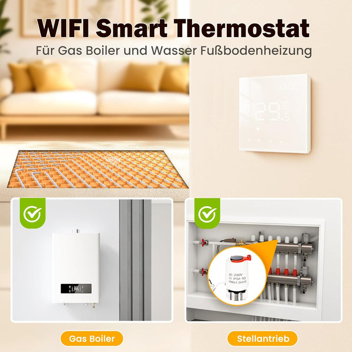 AVATTO Thermostat Für Wasser Fussbodenheizung und Gasboiler，Smart WiFi Thermostat Programmierbar Rau