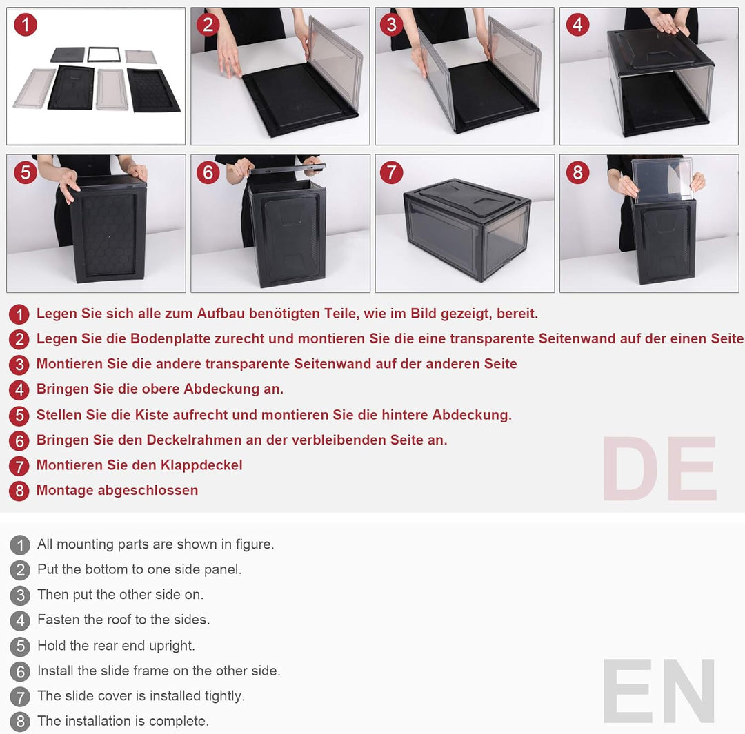 Yorbay Schuhbox, 3er Set, stapelbarer Schuhorganizer, Kunststoffbox mit durchsichtiger Tür, Mehrweg
