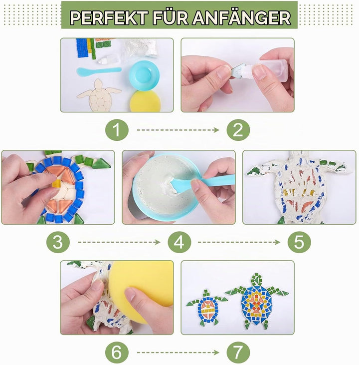 WEBEEDY 2 Set DIY Schildkröten-Mosaik-Kit Mosaik-Meeresschildkröten-Mosaik-Wandkunst-Schildkröten-Ba