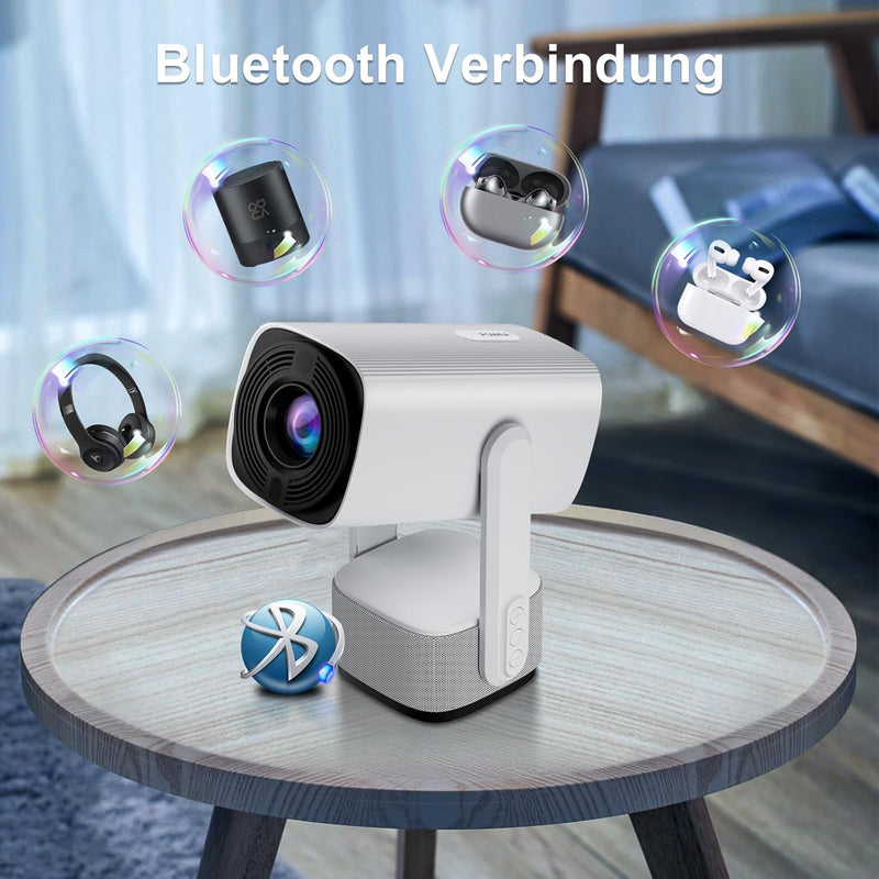 【Autokorrektur Autofokus】 Eroshoo Outdoor Mini Beamer R1 mit Akku,WiFi 6 BT5.2 Beamer Android TV 11.