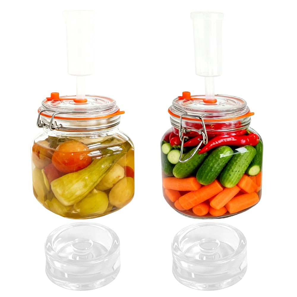 NAVESO 1L Fermentierglas Set, Fermentationsglas mit Gewicht, Gärglas mit Luftschleuse, Fermentierglä