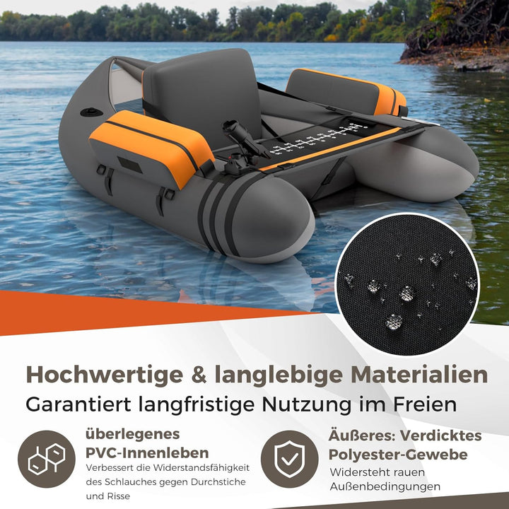 GOPLUS Bellyboot, Belly Boat bis 150 kg belastbar, aufblasbares Schlauchboot zum Angeln mit Alu Padd