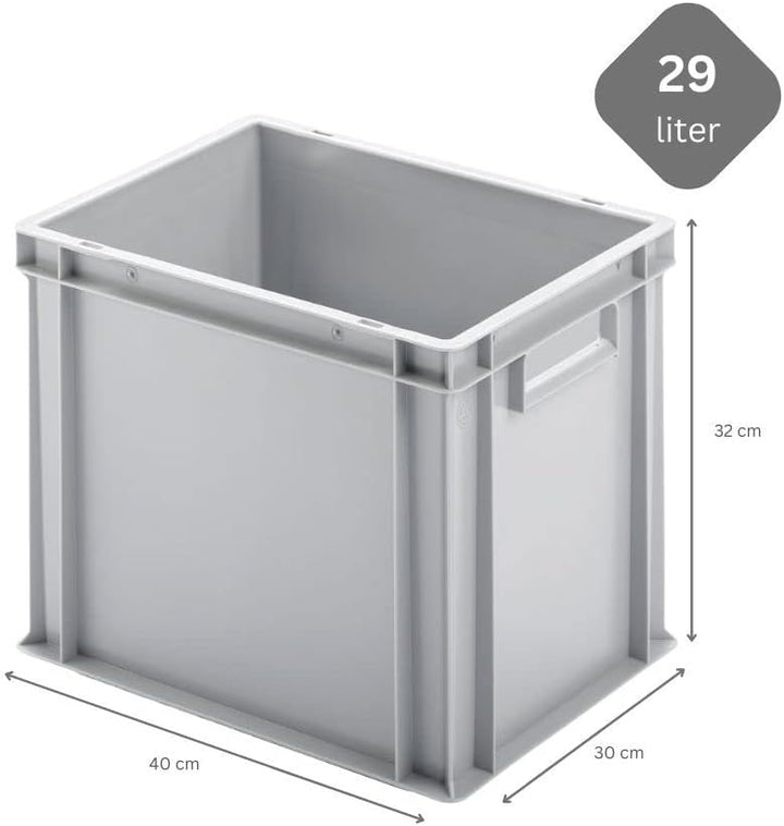 PROREGAL SuperSparSet 10x Eurobehälter mit geschlossenem Griff & Scharnierdeckel | HxBxT 32x30x40cm