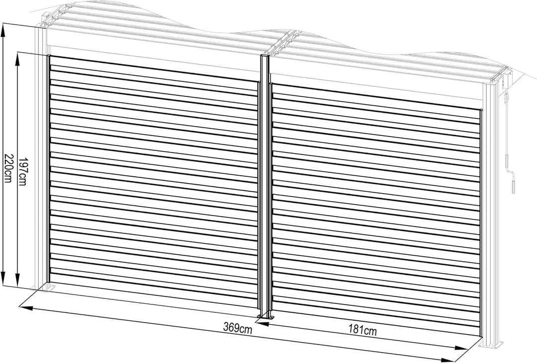 Zubehör G21 Feste Lamellenwand 3,7x2,2 m für Pergola Austin Modern 3.7, Modern 3.7