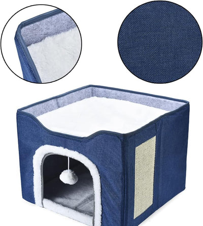 YUDOXN Faltbares Haus für Katzen mit Terrasse, zusammenklappbar, Höhle für Katzen und kleine Hunde,