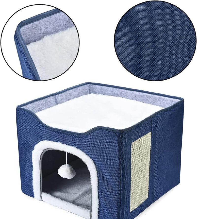 YUDOXN Faltbares Haus für Katzen mit Terrasse, zusammenklappbar, Höhle für Katzen und kleine Hunde,