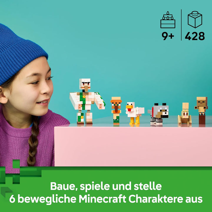LEGO Minecraft Angriff des Hühnerreiters in der Wüste - Spielzeug mit 6 Figuren inkl. Eisengolem & B