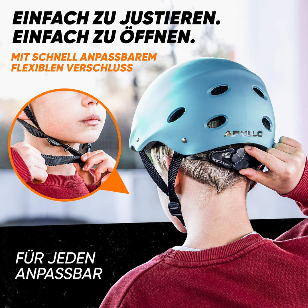 Apollo Skaterhelm Herren, Damen und Kinder | Kinderfahrradhelm | Verstellbar | Skateboard, Scooter,
