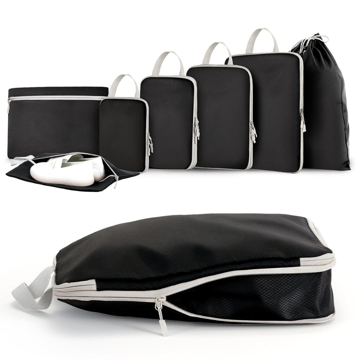 Packwürfel Kompression für die Reise - Extrem platzsparender Koffer-Organizer-Set, wasserdichte Pack