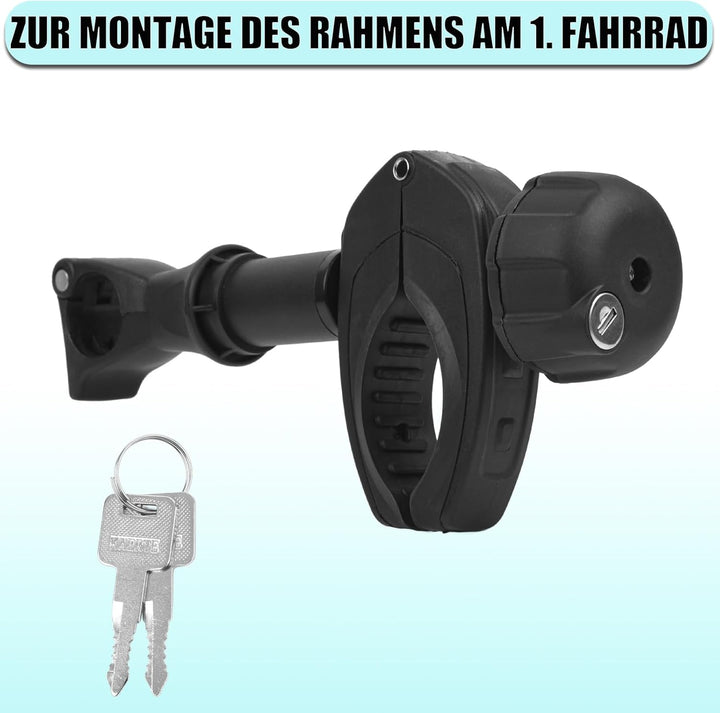 Warmfay Schwarz Rahmenhalter Lang 25 cm, Abschliessbar Ahrradrahmenhalter, für U-Bügelrohr: Ø 2,5-3,