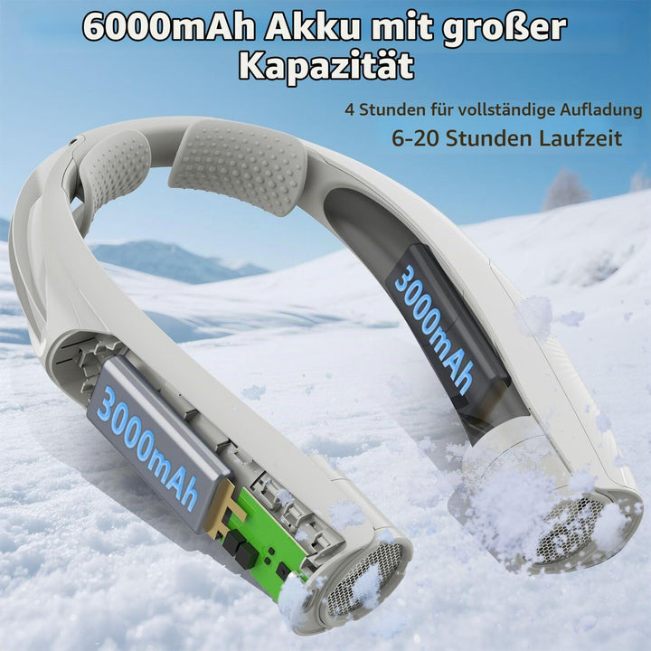 Nackenventilator, 6 Geschwindigkeiten Tragbarer Hals Ventilator, 6000 mAh (6-20 Std. ) Ventilator US