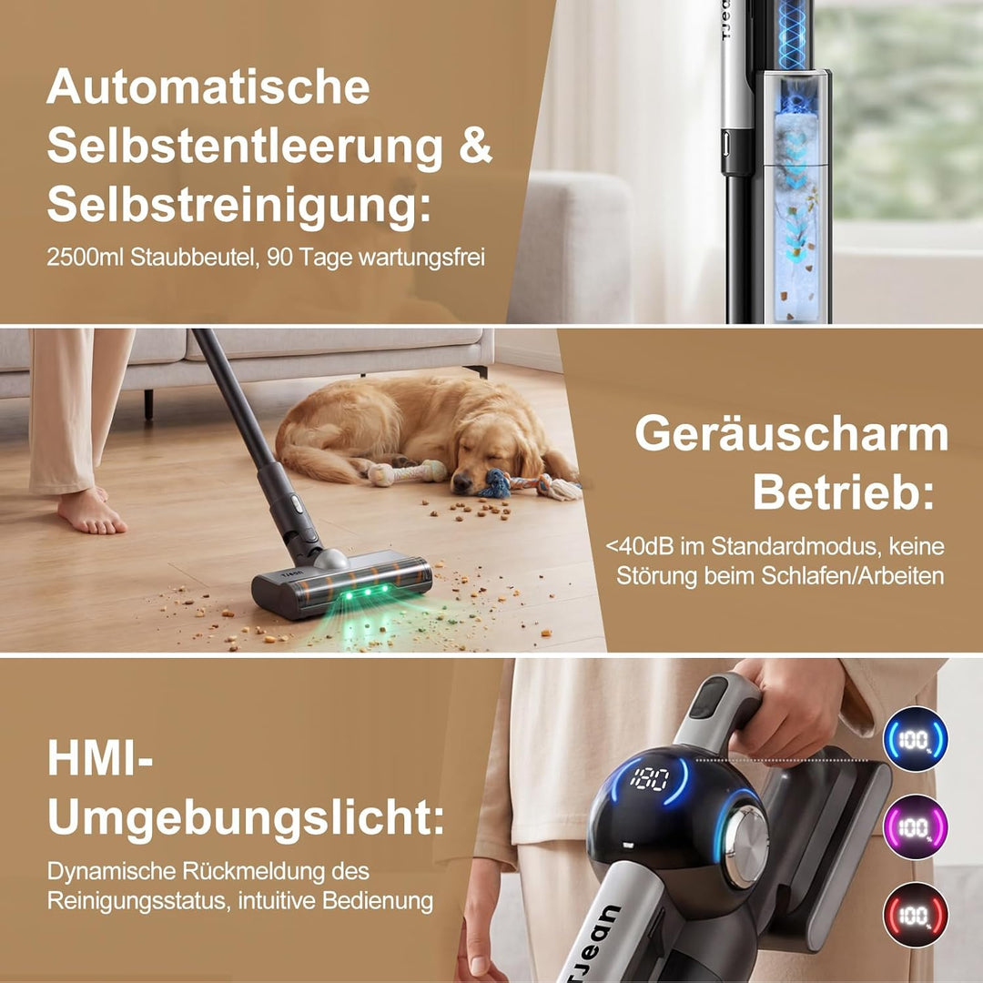 Tjean DustBase P7 Akku-Staubsauger mit automatischer Absaugstation, 550W Motor, 210AW Saugkraft, 60