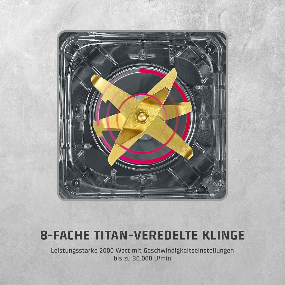 CASO PowerBlender B 2000 - Profi Standmixer, Testurteil: Sehr Gut, 30.000 U/min, bruchsicherer Trita