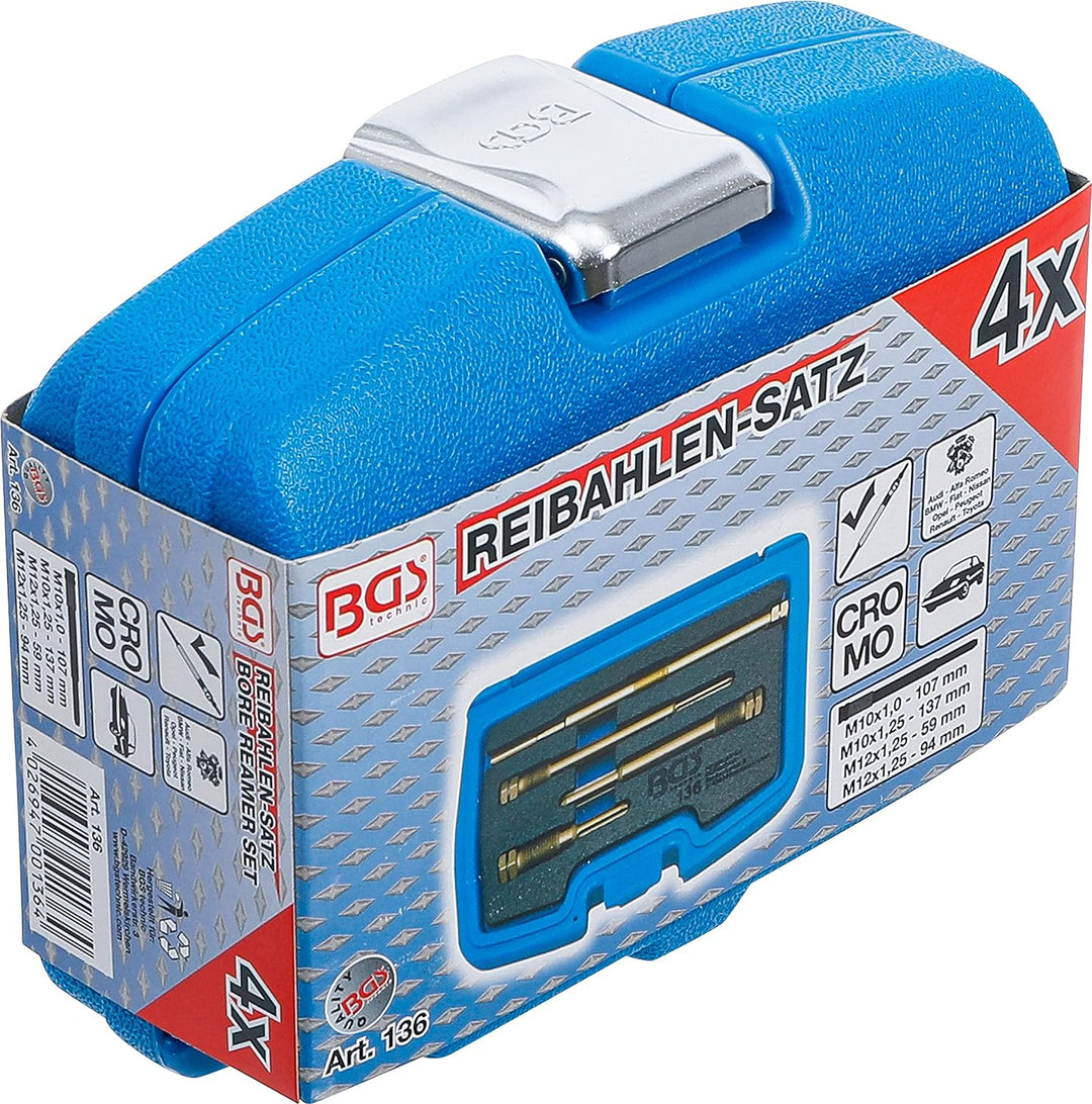 BGS 136 | Reibahlen-Satz für Glühkerzenbohrungen | 4-tlg. Reibahlen-Satz | 4-tlg., Reibahlen-Satz |