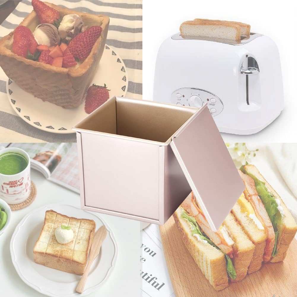 CANDeal Für 450g Teig Toast Brot Backform Gebäck Kuchen Brotbackform Mold Backform mit Deckel(Gold-Q