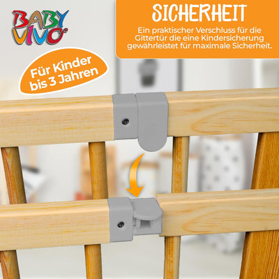 Baby Vivo XXL Laufgitter Laufstall Baby Absperrgitter Krabbelgitter Schutzgitter für Kinder aus Holz