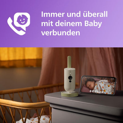 Philips Avent Connected Babykamera mit App, private und sichere Verschlüsselung, Audio, 2-facher Zoo