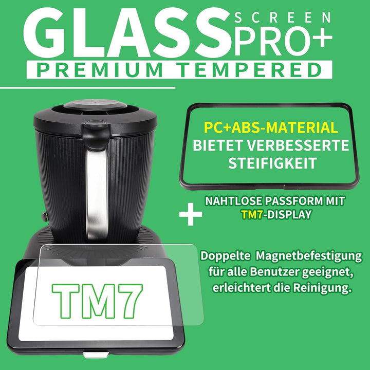 Premium 3-in-1 Display-Schutzrahmen für Thermomix TM7 – robuster PC+ABS-Rahmen, 9H Panzerglas & magn