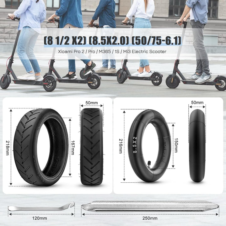 E-Scooter-Reifen 50/75-6.1, verdickt & verschleissfest, 8,5 Zoll für Xiaomi Pro 2 M365 Pro 1S Mi3, 2