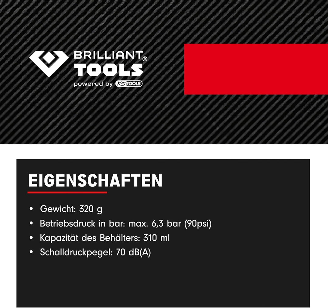 BRILLIANT TOOLS Mini Stabschleifer Druckluft gerade BT160702 22.000 U/min I Geradschleifer mit Drehz