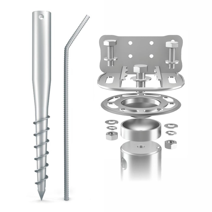 Maxerio NEU 80 cm 2er Base-Set TILT Schraubfundamente inkl. Konsole (feuerverzinkt); Ø 60 x 2; M12,