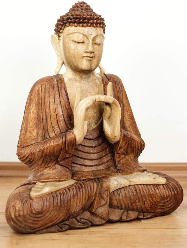 livasia Buddha Figur aus Holz 50cm hoch – Balinesische Handwerkskunst – Buddha Figuren aus Suarholz,