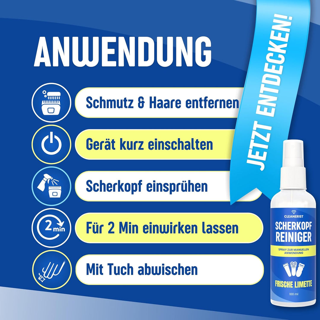 Die Seifenblase | 1L Scherkopfreiniger Flüssigkeit mit Sprühflasche zur manuellen Reinigung von Rasi