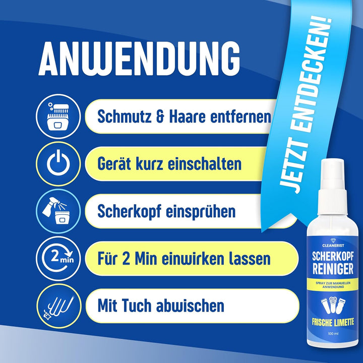 Die Seifenblase | 1L Scherkopfreiniger Flüssigkeit mit Sprühflasche zur manuellen Reinigung von Rasi
