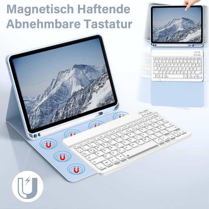 SZPSGC Hülle mit Tastatur für iPad A16 11. /10.Generation 11/10,9 Zoll 2025/2022, Magnetisches Anti-