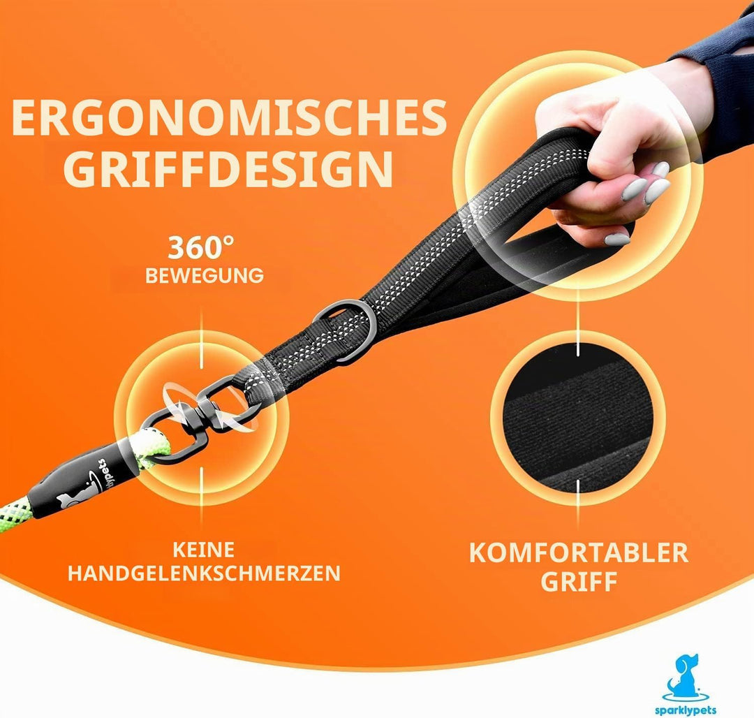Hundeleine für 2 Hunde mit Bungee Verlängerung für Grosse und Mittelgrosse Hunde mit Ruckdämpfer | R