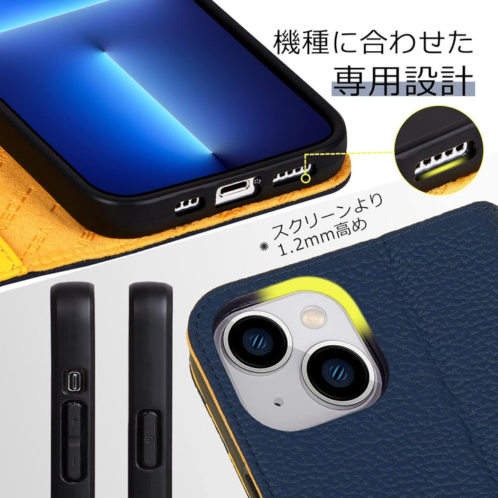 VISOUL Hülle für iPhone 13 Mini, Schutzhülle [Echt Leder] [Schützt vor Stoss] [Kartenfach] [Magnetve