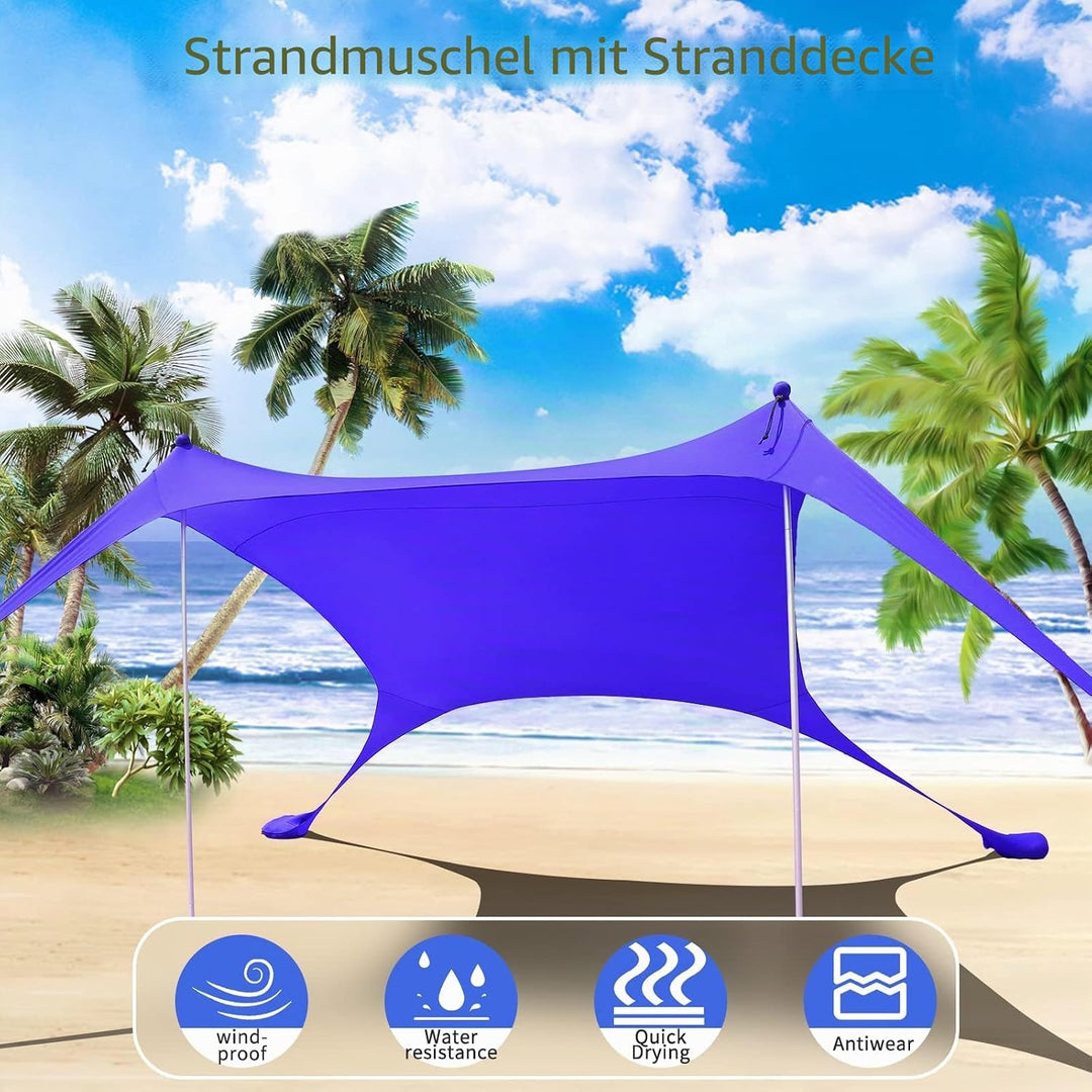 Cuupo Strandzelt, Pop-Up, 2x2.1 m, LSF 50, Lycra, Sonnenschutz, für den Aussenbereich, Anti-Wind, So