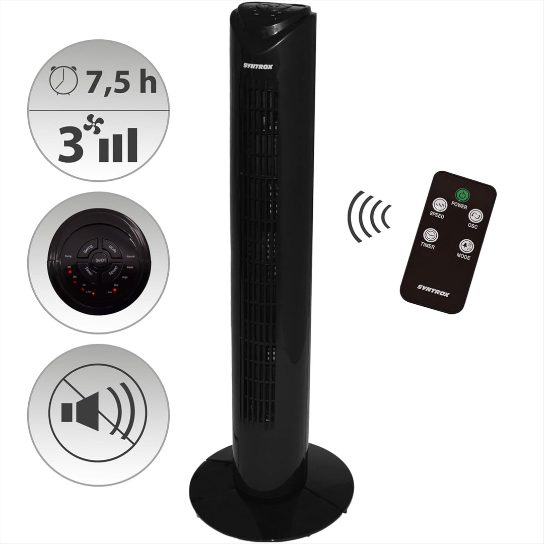 Syntrox Oszillierender Turmventilator Spruzzio | Tower Fan | Standventilator, inklusive Fernbedienun