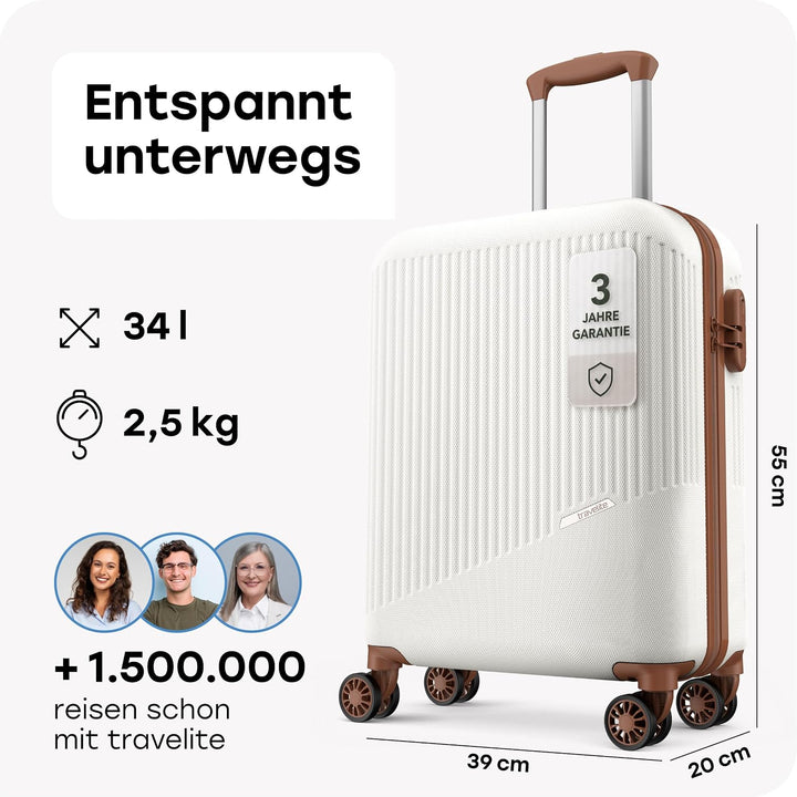 Travelite Handgepäck Trolley klein, Bali, 55x39x20 cm, 2,5 kg, Kratzfeste Hartschale, mit 4 Doppelro