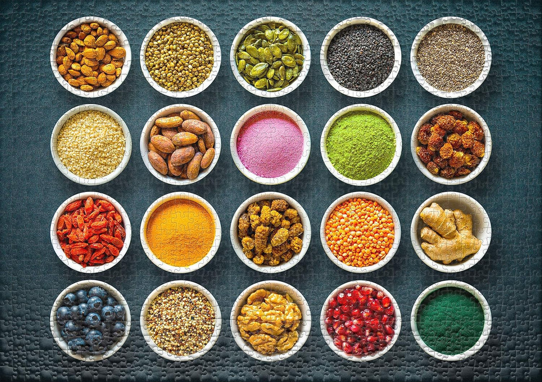 Ulmer Puzzleschmiede - Puzzle Superfood - innovatives 1000 Teile Erwachsenen-Puzzle mit Energie - da