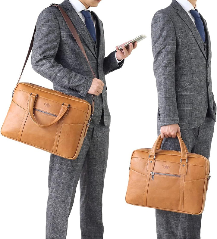 SPAHER Laptoptasche 15.6 Zoll Aktentasche Herren Business Tasche Arbeitstasche Herren Echtleder Tasc